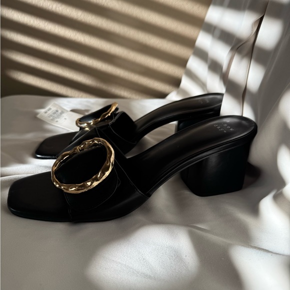A New Day |Black Slip On Buckle Mule Heels | Size 9 - Picture 4 of 8